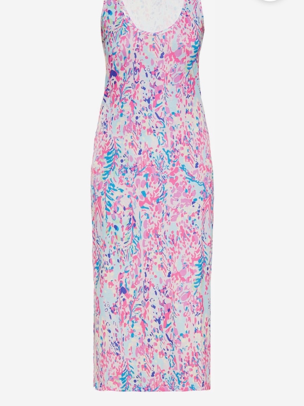 Sleeveless Pink & Blue Floral Maxi Dress